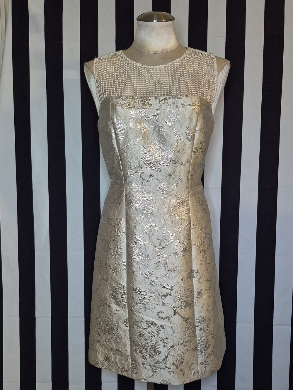 Elie Tahari Champagne Metallic Brocade Sheath Dress